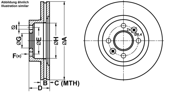 ATE Bremsensatz, Scheibenbremse ijf14155b8 Vorderachse belüftet 259mm 20mm für RENAULT DACIA