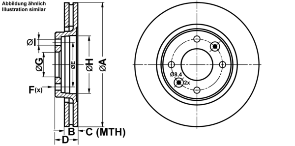 ATE Bremsensatz, Scheibenbremse ijf1419q59 Vorderachse belüftet 244mm 20mm für RENAULT