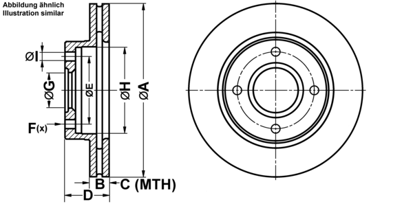 ATE Bremsensatz, Scheibenbremse ijf1415bj6 Vorderachse belüftet 239mm 20mm für FORD MAZDA