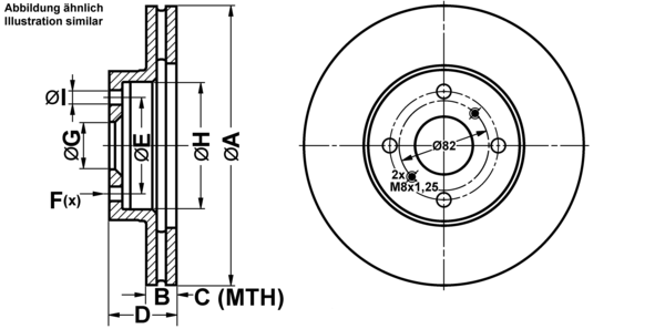 ATE Bremsensatz, Scheibenbremse ijf1415ey4 Vorderachse belüftet 255mm 20mm für TOYOTA