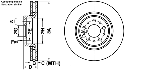 ATE Bremsensatz, Scheibenbremse ijf1418qb6 Vorderachse belüftet 316mm 28mm für VOLVO