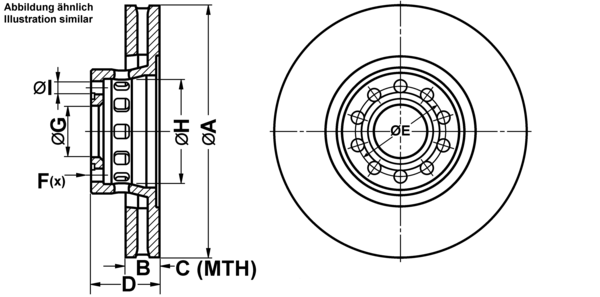 ATE Bremsensatz, Scheibenbremse ijf141a5h5 Vorderachse belüftet 314mm 30mm für VAG