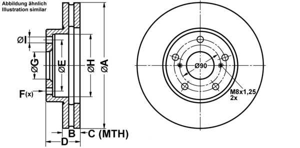 ATE Bremsensatz, Scheibenbremse ijf1418p82 Vorderachse belüftet 275mm 28mm für TOYOTA