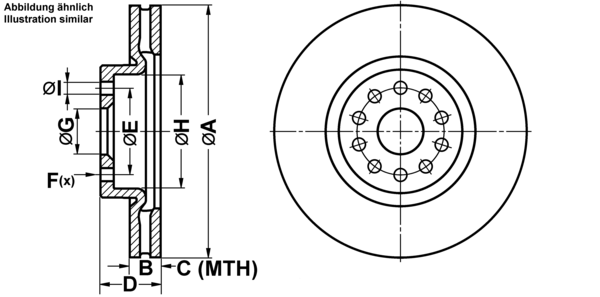 ATE Bremsensatz, Scheibenbremse ijf141b743 Vorderachse belüftet 310mm 28mm für FIAT