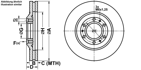 ATE Bremsensatz, Scheibenbremse ijf1417j10 Vorderachse belüftet 280mm 26mm für OPEL VAUXHALL ISUZU