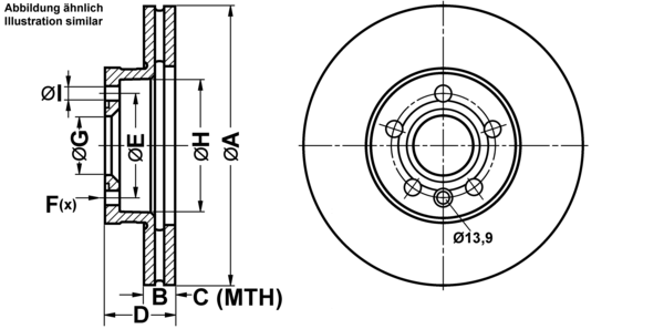 ATE Bremsensatz, Scheibenbremse ijf1416td4 Vorderachse belüftet 300mm 26mm für FORD VAG