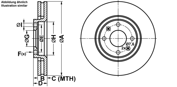 ATE Bremsensatz, Scheibenbremse ijf141byl7 Vorderachse belüftet 288mm 28mm für CITROËN