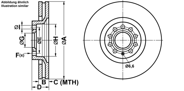 ATE Bremsensatz, Scheibenbremse ijf14158h4 Vorderachse belüftet 320mm 30mm für VAG
