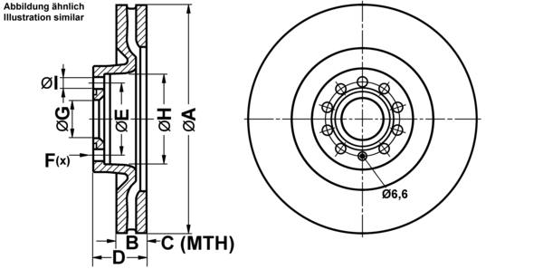 ATE Bremsensatz, Scheibenbremse ijf141bf37 Vorderachse belüftet 345mm 30mm für VAG SKODA