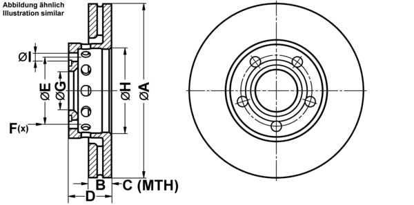 ATE Bremsensatz, Scheibenbremse ijf141ah23 Vorderachse belüftet 276mm 25mm für VAG