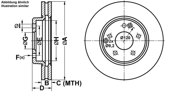 ATE Bremsensatz, Scheibenbremse ijf141a4i3 Vorderachse belüftet 288mm 25mm für MERCEDES-BENZ CHRYSLER