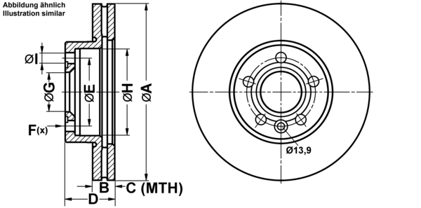 ATE Bremsensatz, Scheibenbremse ijf1419285 Vorderachse belüftet 288mm 25mm für FORD VAG