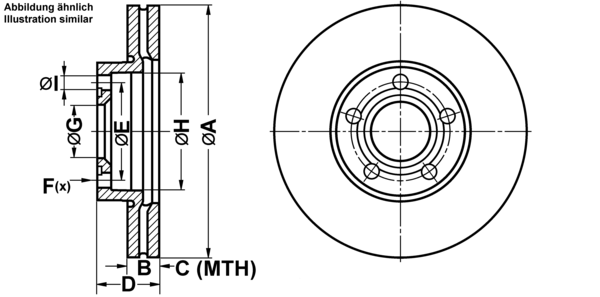 ATE ijf1415hw0 Vorderachse belüftet 282mm 25mm für VAG
