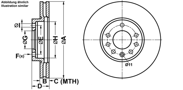 ATE Bremsensatz, Scheibenbremse ijf14162j8 Vorderachse belüftet 285mm 24mm für VAUXHALL OPEL SAAB FIAT