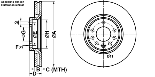 ATE Bremsensatz, Scheibenbremse ijf141b6q7 Vorderachse belüftet 308mm 25mm für VAUXHALL SAAB OPEL
