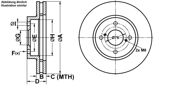 ATE Bremsensatz, Scheibenbremse ijf14163d0 Vorderachse belüftet 255mm 25mm für TOYOTA