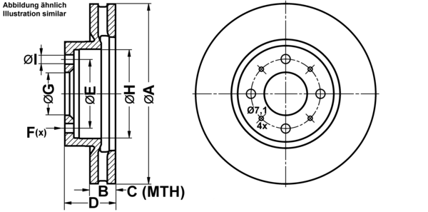 ATE Bremsensatz, Scheibenbremse ijf14192t7 Vorderachse belüftet 280mm 26mm für VOLVO