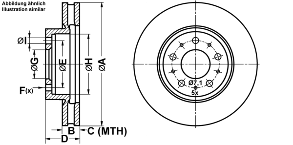 ATE Bremsensatz, Scheibenbremse ijf14166l8 Vorderachse belüftet 280mm 26mm für VOLVO