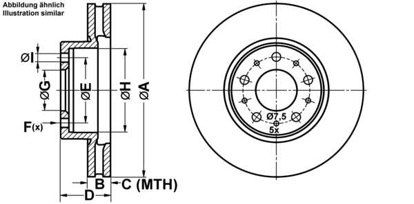 ATE Bremsensatz, Scheibenbremse ijf141anw3 Vorderachse belüftet 280mm 26mm für VOLVO