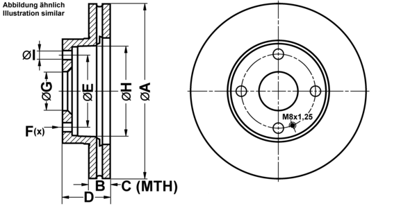 ATE Bremsensatz, Scheibenbremse ijf141ak95 Vorderachse belüftet 235mm 22mm für MAZDA