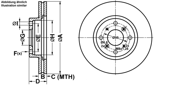 ATE Bremsensatz, Scheibenbremse ijf1418aa2 Vorderachse belüftet 282mm 23mm für HONDA