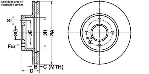 ATE Bremsensatz, Scheibenbremse ijf1415ki0 Vorderachse belüftet 260mm 24mm für FORD