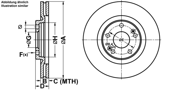 ATE Bremsensatz, Scheibenbremse ijf1418x57 Vorderachse belüftet 285mm 21mm für RENAULT