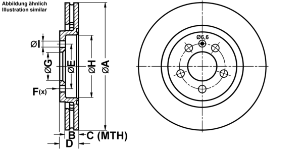 ATE Bremsensatz, Scheibenbremse ijf1418yk7 Vorderachse belüftet 280mm 22mm für VAG