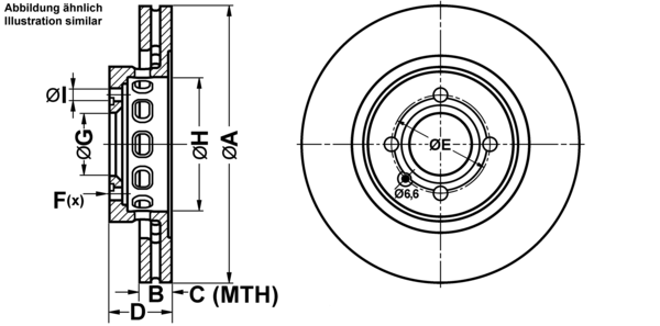 ATE Bremsensatz, Scheibenbremse ijf1416no0 Vorderachse belüftet 280mm 22mm für VAG