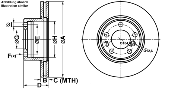 ATE Bremsensatz, Scheibenbremse ijf1414ms8 Vorderachse belüftet 302mm 22mm für BMW