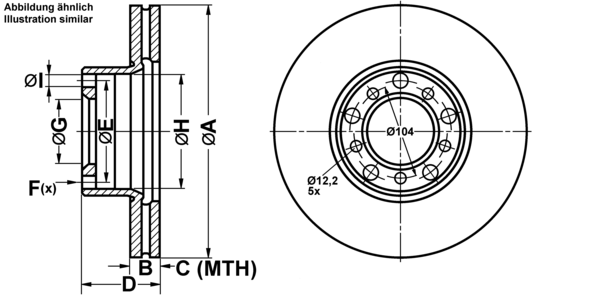 ATE Bremsensatz, Scheibenbremse ijf1416q56 Vorderachse belüftet 278mm 22mm für MERCEDES-BENZ