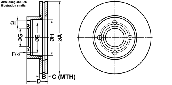 ATE Bremsensatz, Scheibenbremse ijf1415764 Vorderachse belüftet 256mm 22mm für VAG