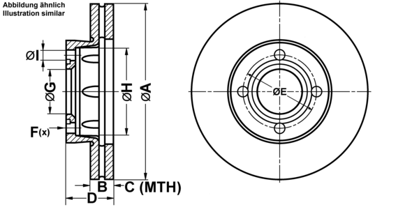 ATE Bremsensatz, Scheibenbremse ijf1417cr2 Vorderachse belüftet 256mm 22mm für VAG