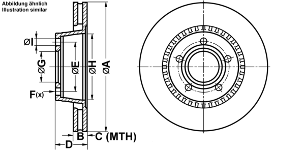 ATE Bremsensatz, Scheibenbremse ijf1414q86 Vorderachse belüftet 280mm 22mm für VAG