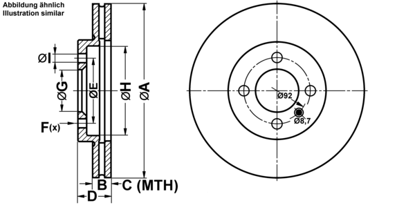 ATE Bremsensatz, Scheibenbremse ijf1415ug8 Vorderachse belüftet 260mm 22mm für BMW