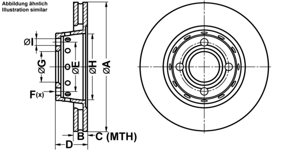 ATE Bremsensatz, Scheibenbremse ijf1419uk3 Vorderachse belüftet 280mm 22mm für VAG