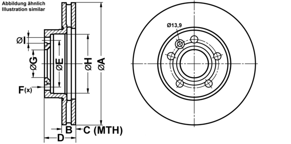 ATE Bremsensatz, Scheibenbremse ijf1417pg8 Vorderachse belüftet 280mm 24mm für VAG