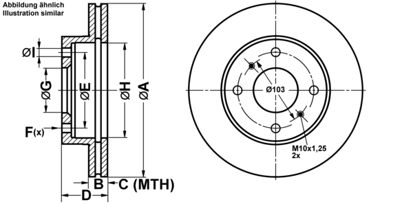 ATE Bremsensatz, Scheibenbremse ijf1415j70 Vorderachse belüftet 257mm 22mm für NISSAN