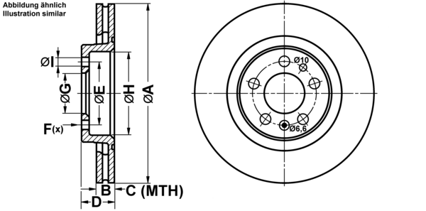 ATE Bremsensatz, Scheibenbremse ijf1415c28 Vorderachse belüftet 280mm 22mm für VAG SKODA