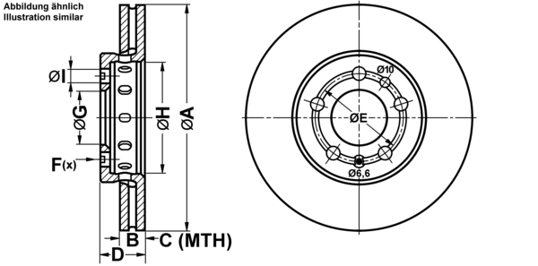 ATE Bremsensatz, Scheibenbremse ijf141b4a9 Vorderachse belüftet 256mm 22mm für VAG SEAT SKODA