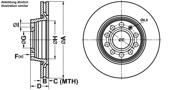 ATE Bremsensatz, Scheibenbremse ijf141cgo1 Vorderachse belüftet 280mm 22mm für VAG