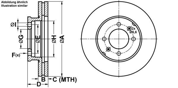 ATE ijf14178l8 Vorderachse belüftet 240mm 22mm für MG ROVER