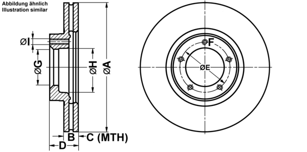 ATE Bremsensatz, Scheibenbremse ijf1414zu2 Vorderachse belüftet 254mm 24mm für FORD