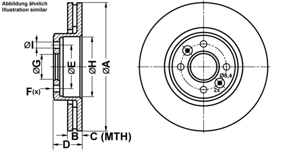 ATE Bremsensatz, Scheibenbremse ijf1415b80 Vorderachse belüftet 280mm 24mm für RENAULT