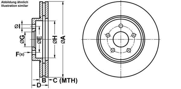 ATE Bremsensatz, Scheibenbremse ijf14171q2 Vorderachse belüftet 300mm 23mm für FORD JAGUAR
