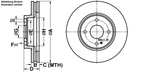 ATE Bremsensatz, Scheibenbremse ijf1417da4 Vorderachse belüftet 258mm 24mm für FORD MAZDA