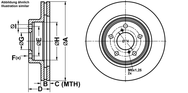 ATE Bremsensatz, Scheibenbremse ijf141beb9 Vorderachse belüftet 260mm 24mm für SUBARU