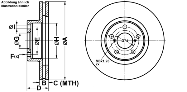 ATE Bremsensatz, Scheibenbremse ijf14195l7 Vorderachse belüftet 277mm 24mm für SUBARU
