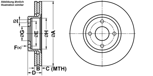 ATE Bremsensatz, Scheibenbremse ijf141bxk3 Vorderachse belüftet 278mm 24mm für FORD