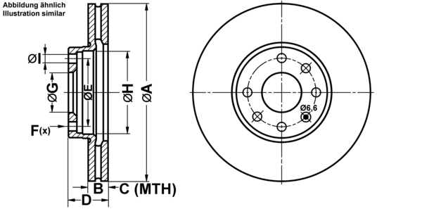 ATE Bremsensatz, Scheibenbremse ijf1418zw7 Vorderachse belüftet 256mm 23mm für OPEL VAUXHALL